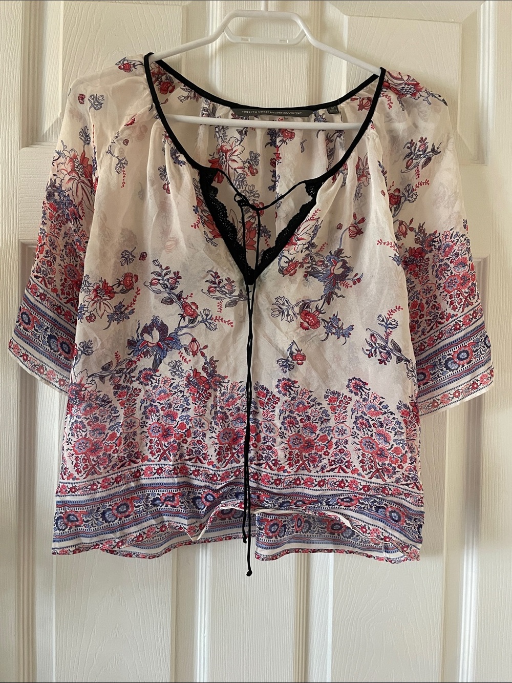 Stunning boho Cynthia Vincent silk sheer top